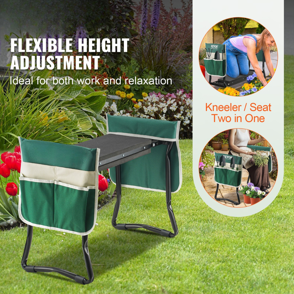 Foldable Garden Kneeler with Cushion & Tool Pockets