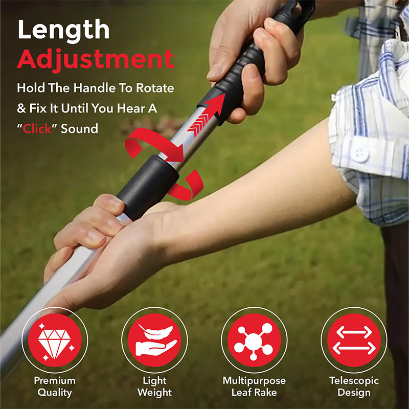 Adjustable Leaf Rake Yard & Roof Cleaning Tool