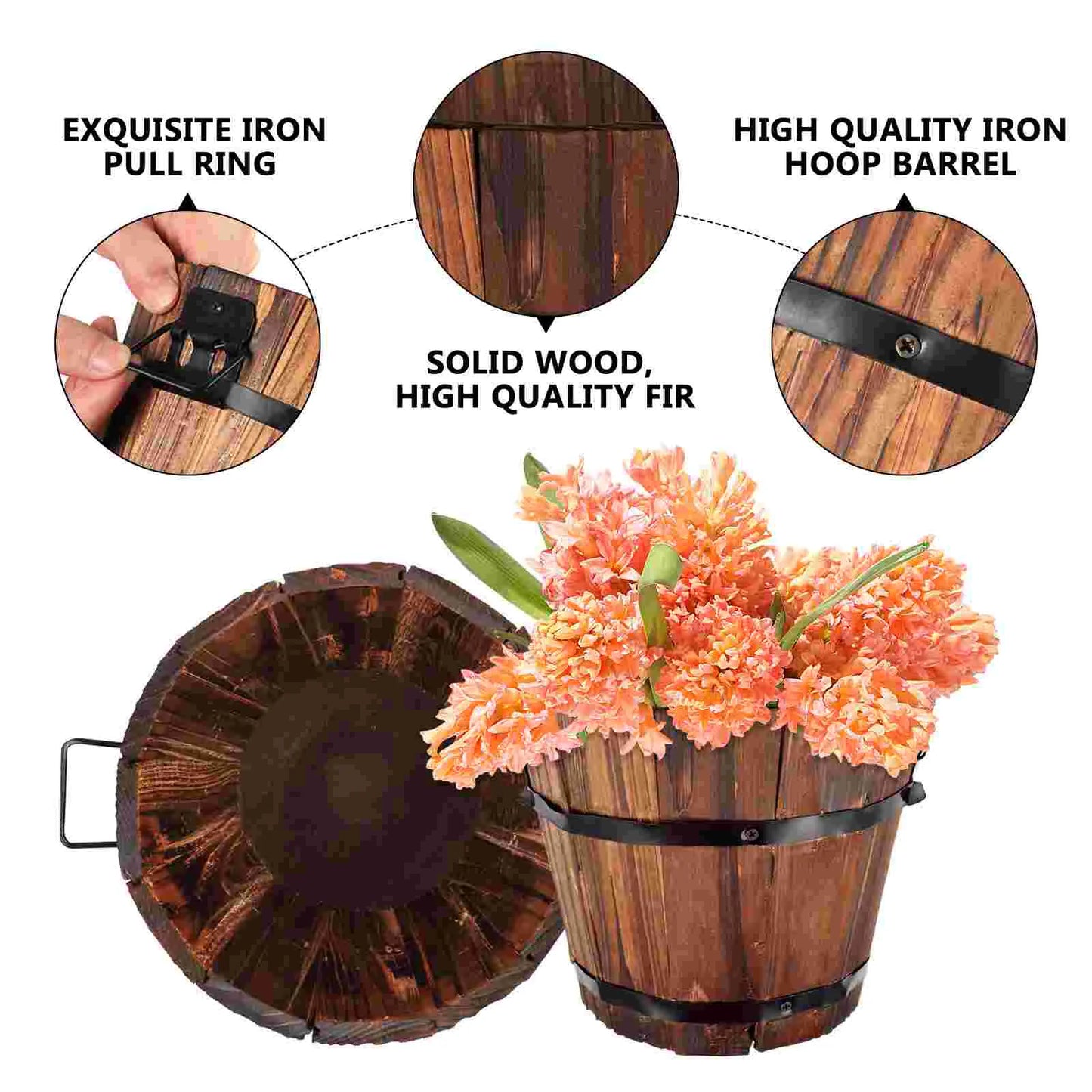 Wooden Barrel Pot