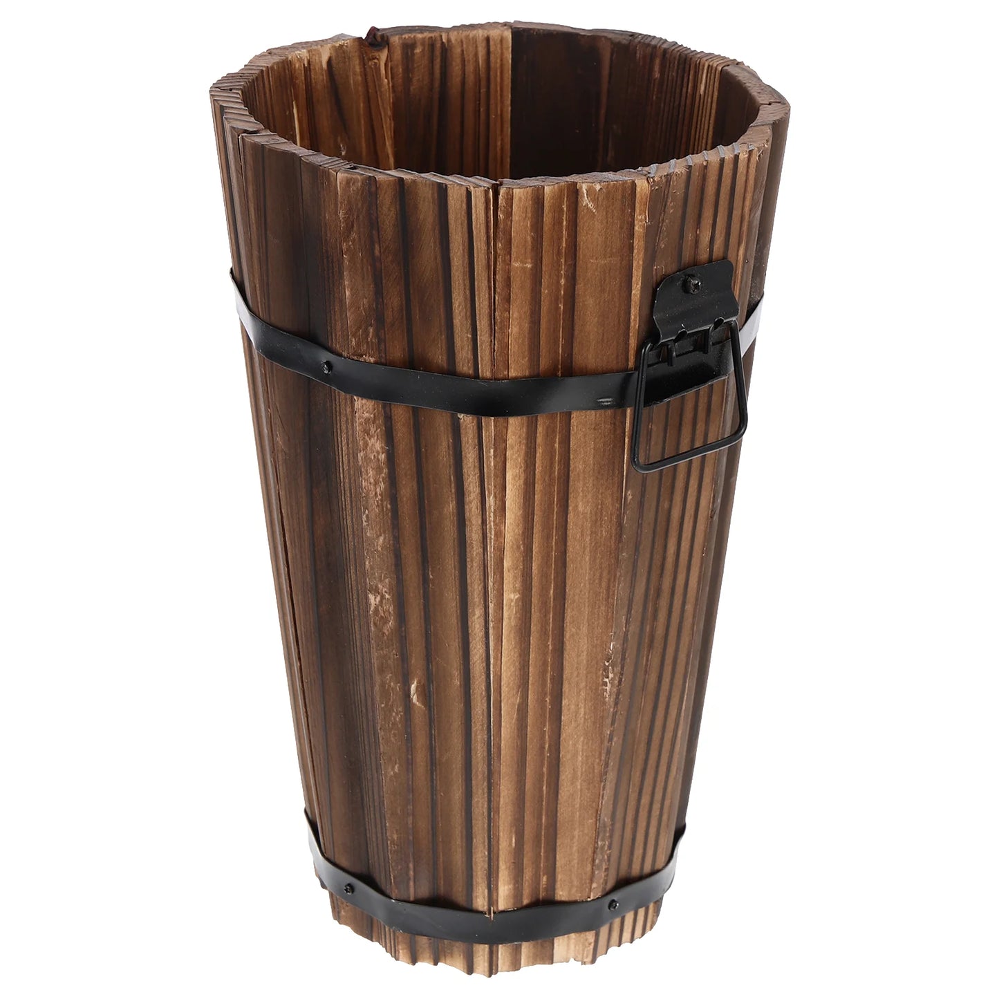 Tall Wooden Barrel Pot