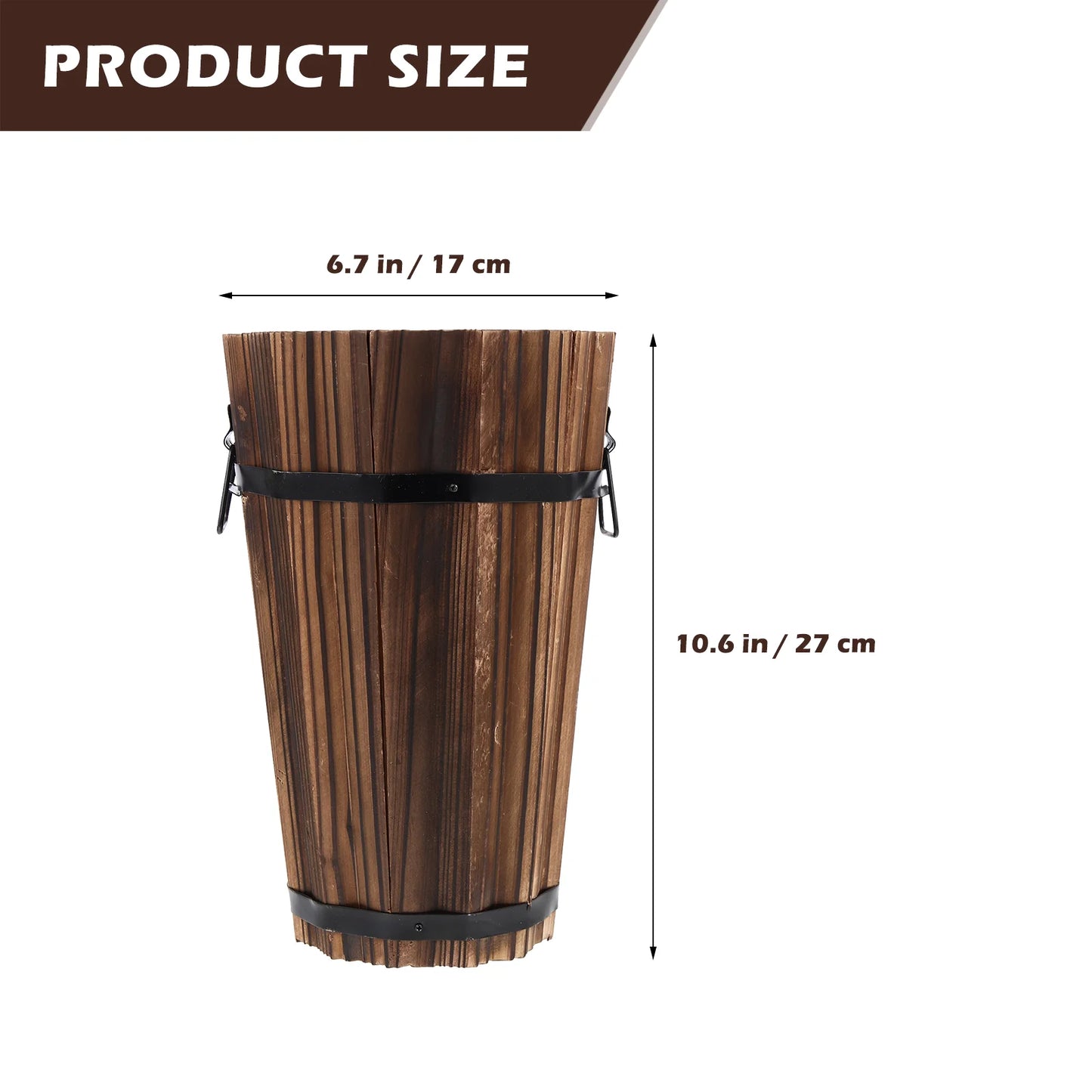 Tall Wooden Barrel Pot